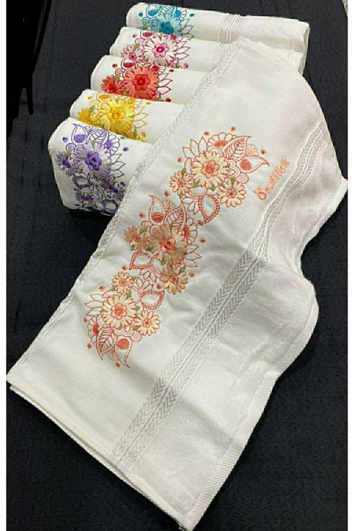 6 Adet Nakışlı 50X90 Cm Çeyizlik El Yüz Havlusu