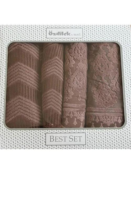 Tapetto Best Set (4 Parça) Hamam Takımı Kahve-Kahve