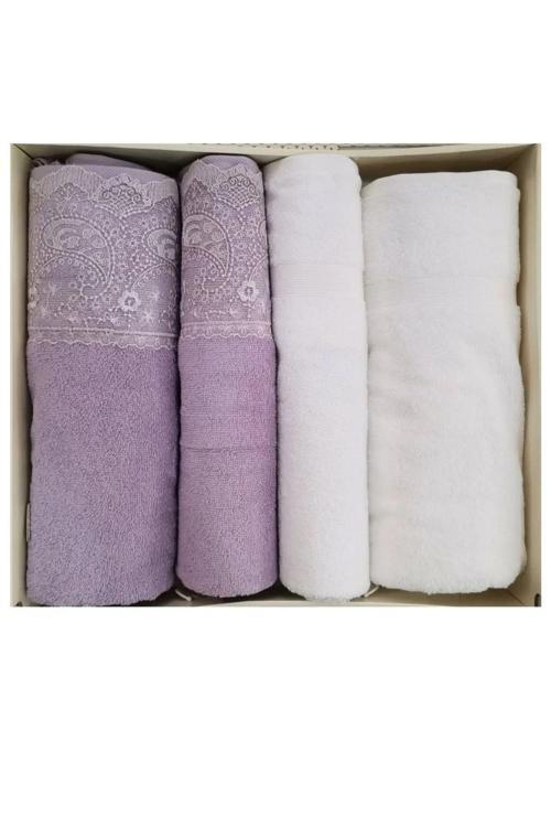 4 Parça Fıdelya Güpürlü Best Set - Hamam Takımı