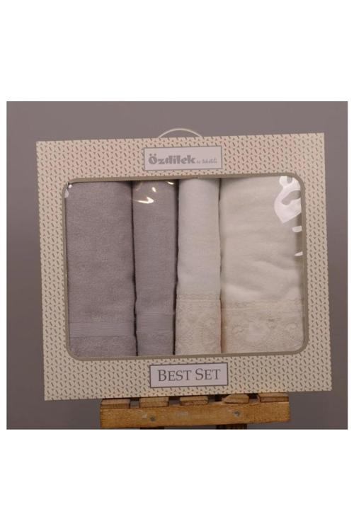 4 Parça Fıdelya Güpürlü Best Set - Hamam Takımı