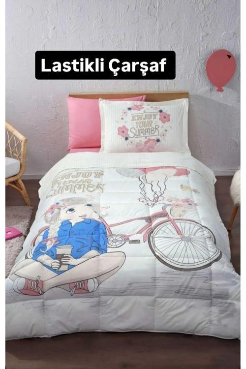 Tek Kişilik ( Çarşafı Lastikli ) Uyku Seti Enjoy Pembe