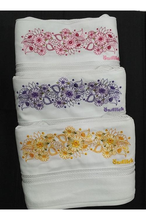 3 Adet Nakışlı El Yüz Havlusu 50X90 Cm