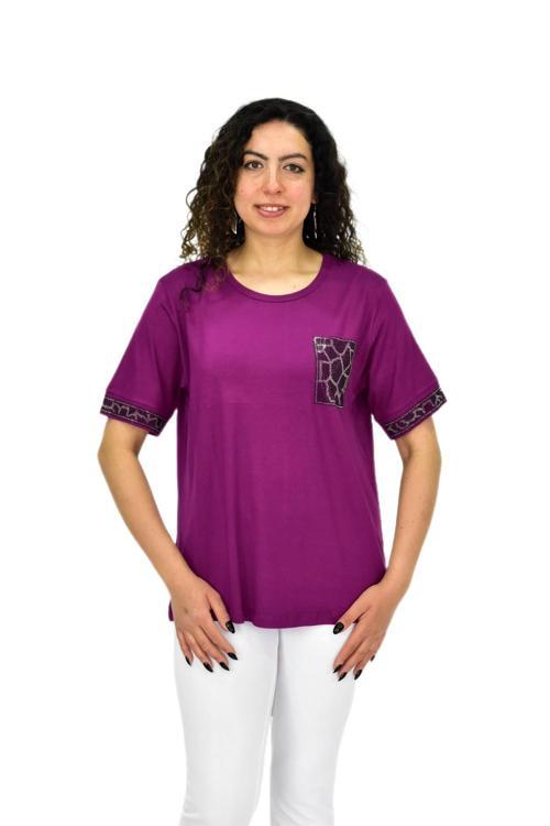 Kadın Kısa Kol Taşlı Bluz BGL-ST04709