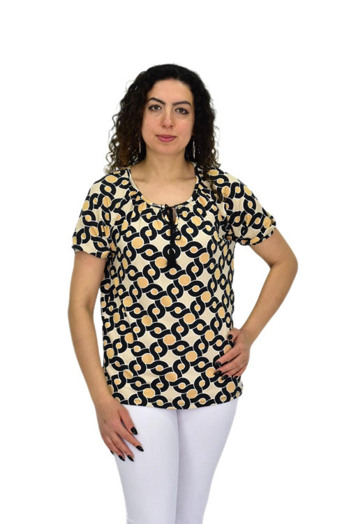 Kadın Kısa Kol Baskılı Bluz BGL-ST04700