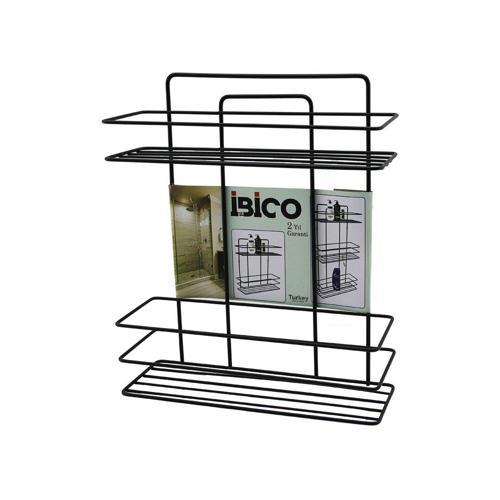SİYAH  2 KATLI - DİKDÖRTGEN   METAL  BANYO KÖŞELİK - DUŞKABİN RAF - ŞAMPUANLIK (5060)