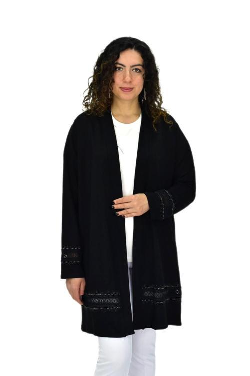 Kadın Siyah Likralı Viskon Hırka BGL-ST04678