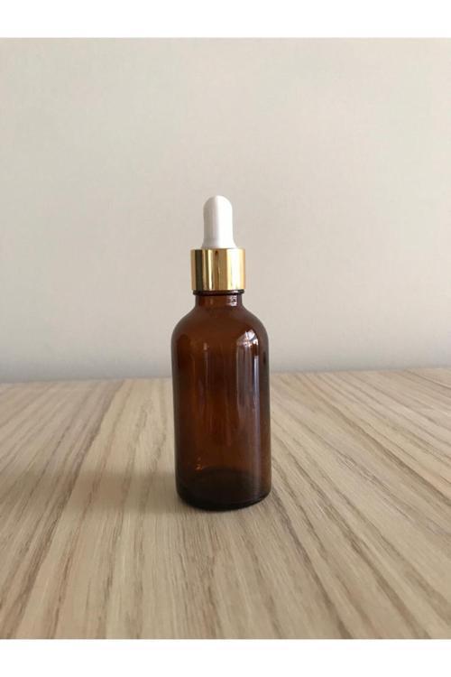 Kahverengi  Cam Damlalıklı Sarı Kapak Beyaz Emzik 5cc Şişe 100 Adet