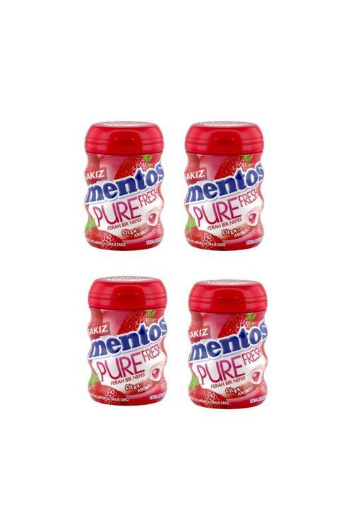 Pure Fresh Çilek Aromalı Şekersiz Draje Sakız 60 G X 4 Adet