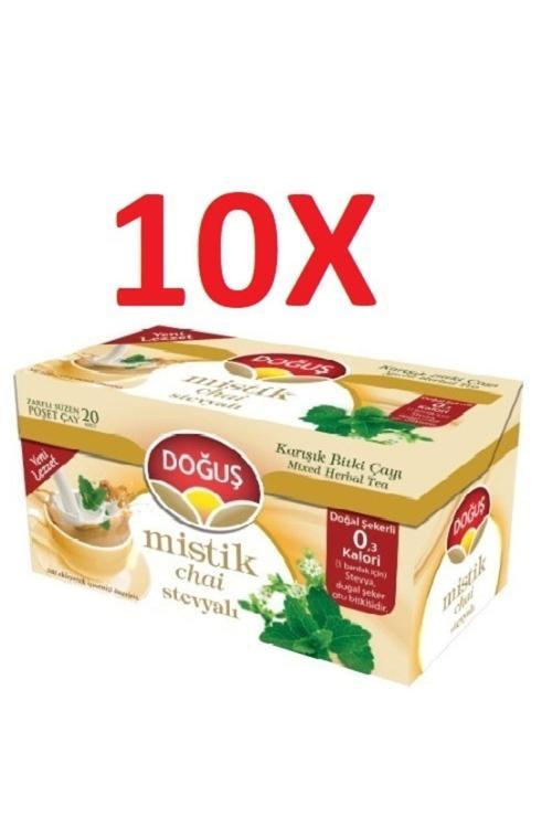 Doğuş Stevyalı Mistik Chai 10 Kutu 20'li Süzen Poşet Sallama Bitki Çayı