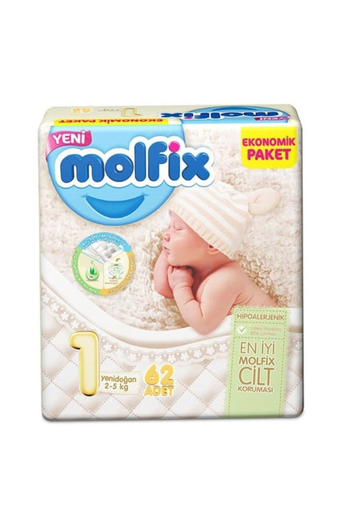 3D Yenidoğan Bebek Bezi No1 Ekonomik Paket 62 Adet 2-5 kg