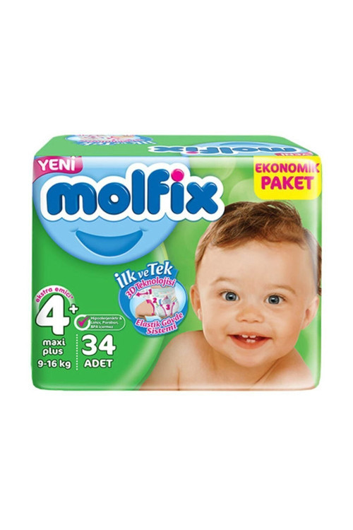 Bebek Bezi 4+ Beden Maxi Plus Ekonomik Paket 34 Adet