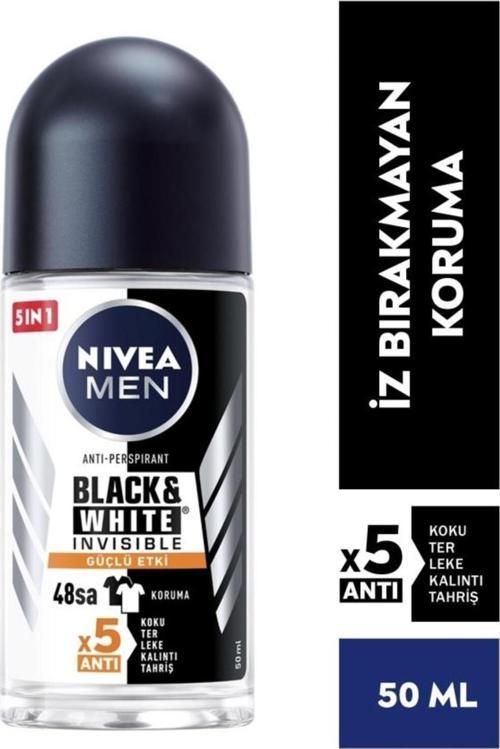 Men Erkek Rol-on Deodorant Black&white Invisible Güçlü Etki 50ml, 48 Saat Anti-perspirant Koruma