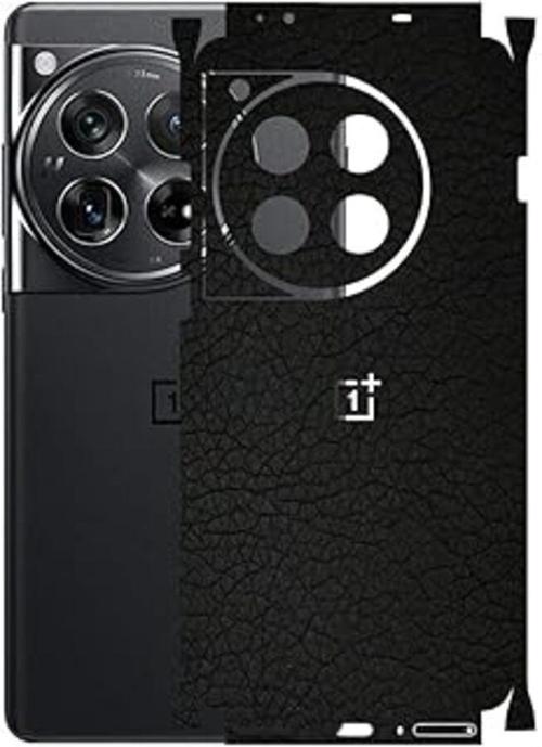 Oneplus 12 ile Uyumlu Deri Desenli Siyah Arka Kaplama