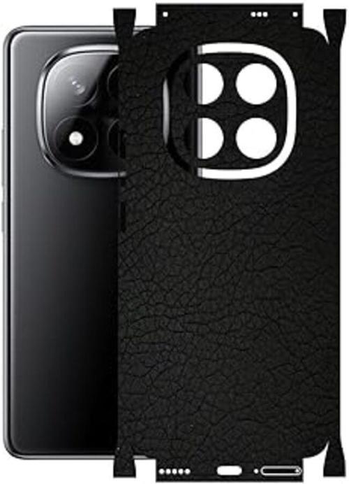 Redmi Note 14 Pro Plus ile Uyumlu Deri Desenli Siyah Arka Kaplama