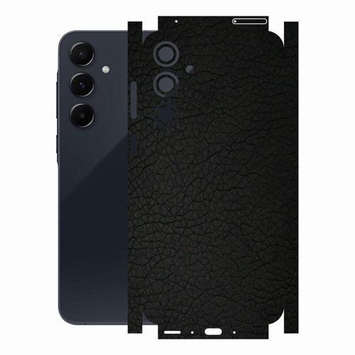 Samsung A35 ile Uyumlu Deri Desenli Siyah Arka Kaplama