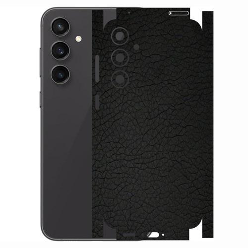 Samsung Galaxy S23 FE ile Uyumlu Deri Desenli Siyah Arka Kaplama