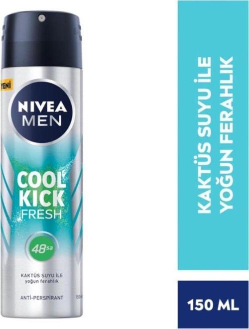 MEN Erkek Sprey Deodorant Cool Kick Fresh 150ml, 48Saat Anti-perspirant, Kaktüs Suyu, Yoğun Ferahlık
