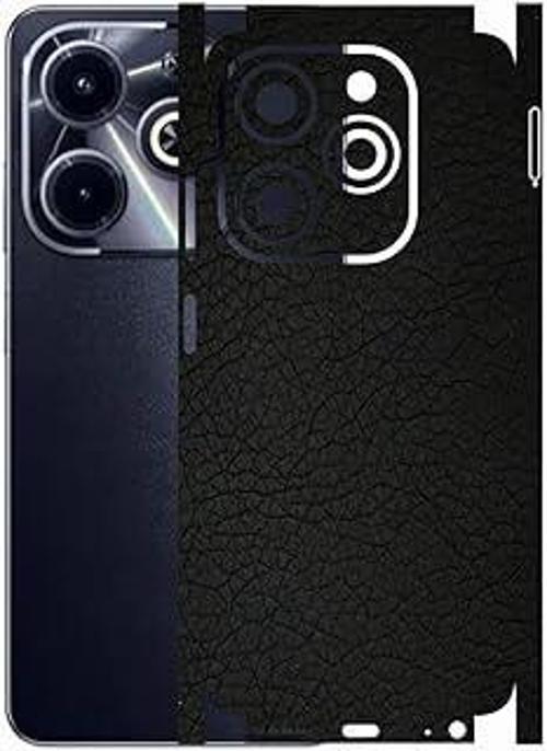 Infinix Hot 40i ile Uyumlu Deri Desenli Siyah Arka Kaplama