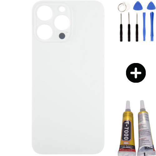 iPhone 15 Pro Max Uyumlu Arka Pil Batarya Kapak Beyaz + Montaj Seti