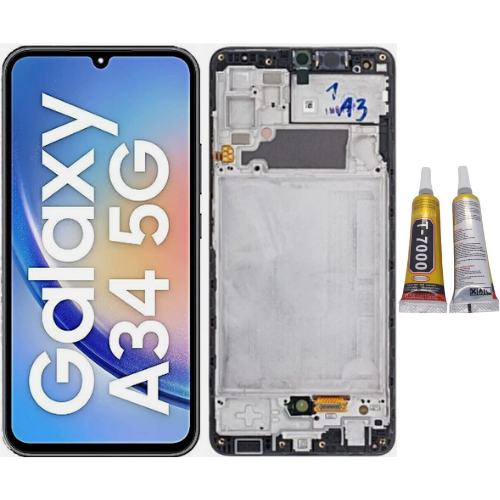 TE Samsung A34 5G A346F Uyumlu OLED Çıtalı Lcd Ekran Siyah 