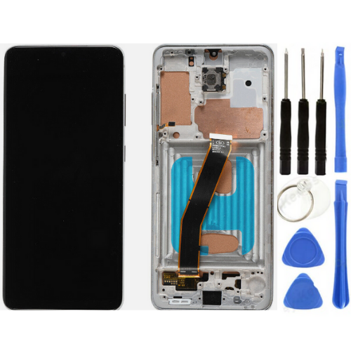 TE Samsung S20 G981 Uyumlu Çıtalı Lcd Ekran Servis Beyaz 