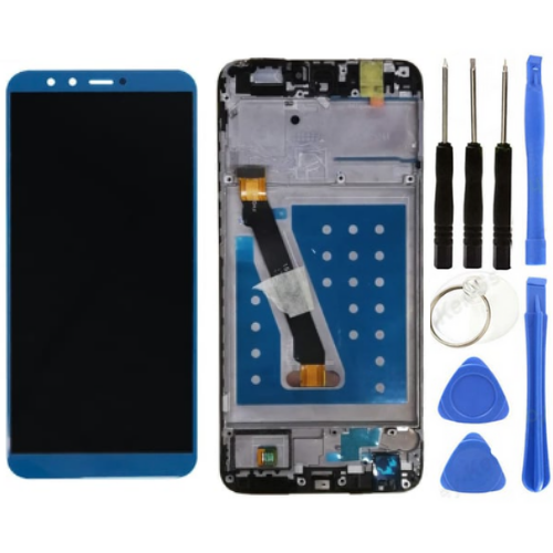 TE Huawei P Smart 2018 Uyumlu Çıtalı HK Lcd Ekran Dokunmatik Mavi + Tamir Seti