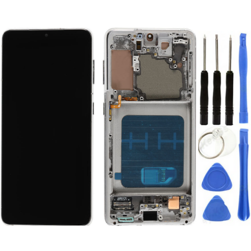 TE Samsung S21 G990 Uyumlu Çıtalı A Kalite Lcd Ekran Beyaz 