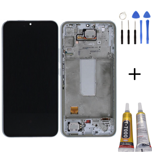 TE Samsung A34 5G A346F Uyumlu Çıtalı Lcd Ekran Beyaz + Montaj Kiti