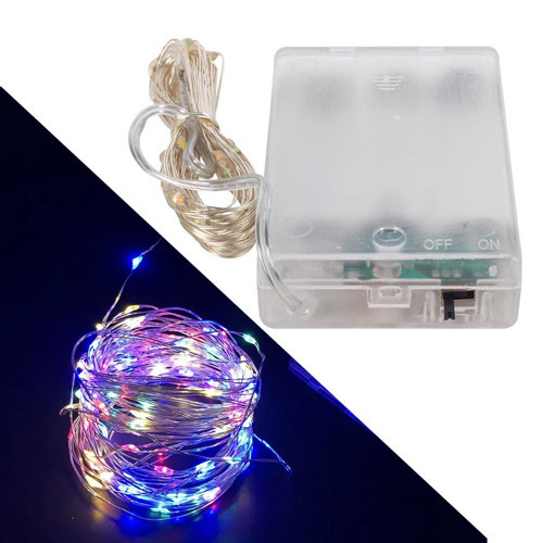 Pilli RGB 4 Renkli Yanıp Sönen 10 Metre Kablolu Bağ Led