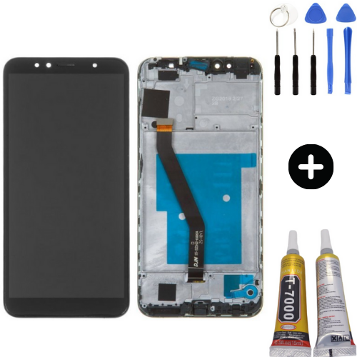 TE Huawei Y6 2018 Uyumlu Çıtalı A Kalite Lcd Ekran Dokunmatik Siyah + Montaj Seti