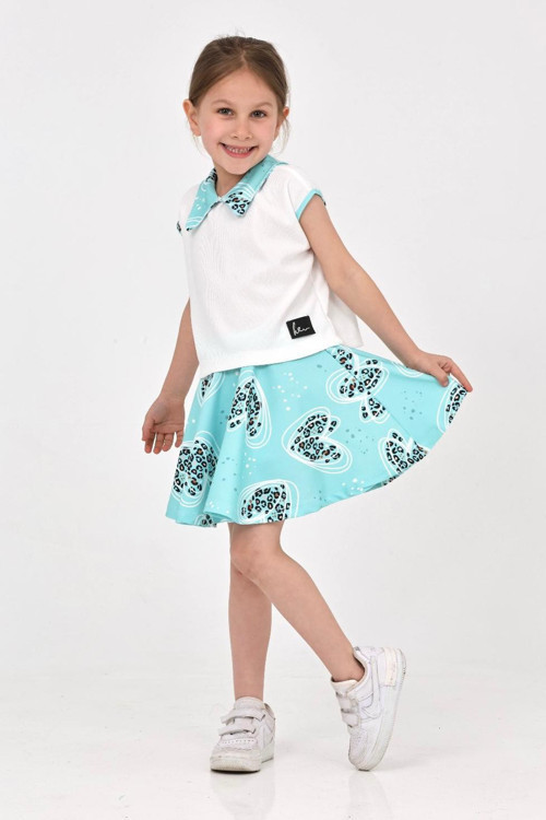 Kız Çocuk Mint Etekli Takım - 27221