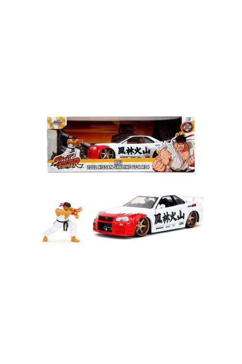 Street Fighter Rye Figürü & Nissan Skyline Gtr R34 Model Aracı