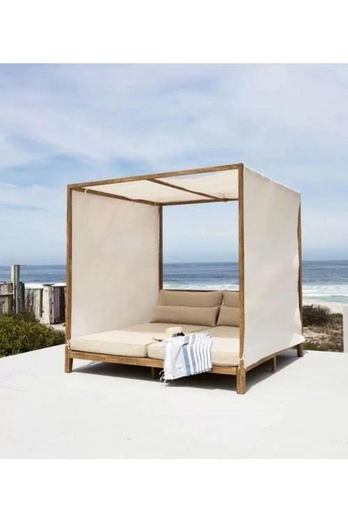 Lüks Lima Ahşap Bahçe Yatağı 200Wx180Dx180H Şezlong