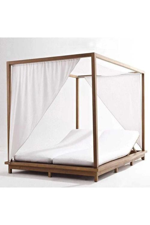 Lüks Ahşap Bahçe Yatağı 180Wx200Dx180H Şezlong