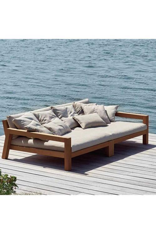 Lüks Ahşap Bahçe Yatak 180Wx110D Şezlong Koltuk Sedir
