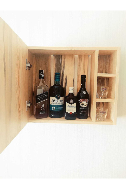 Ahşap Dekoratif Içki Kadeh Dolabı