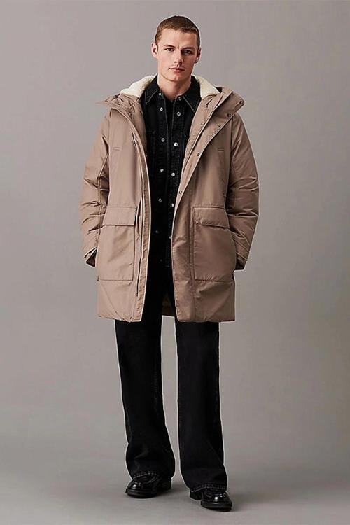 CK Jeans WARM COTTON NYLON LONG PARKA Erkek GRİ Mont J30J326082-PAV