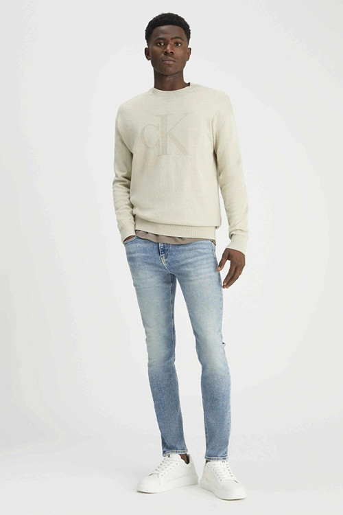CK Jeans CK INTARSIA MIX STITCH SWEATER Erkek GRİ Sweatshirt J30J326453-PD7