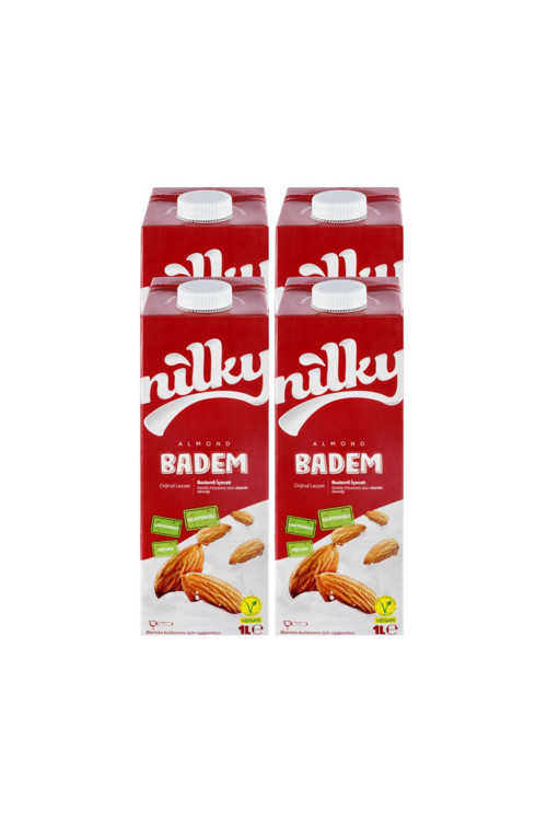 Badem Sütü Glütensiz Bitkisel Bazlı Laktosuz Vegan 4x1 Lt