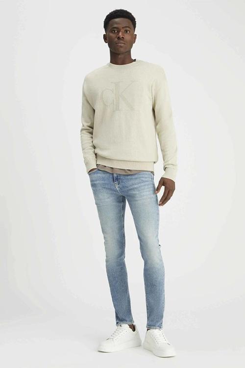 CK Jeans CK INTARSIA MIX STITCH SWEATER Erkek GRİ Sweatshirt J30J326453-PD7