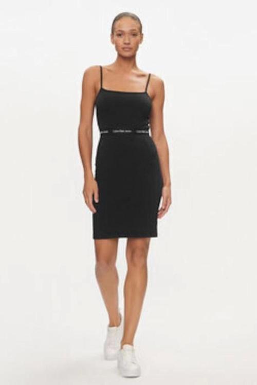 CK Jeans LOGO ELASTIC STRAPPY DRESS Kadın Siyah Elbise J20J219644-BEH