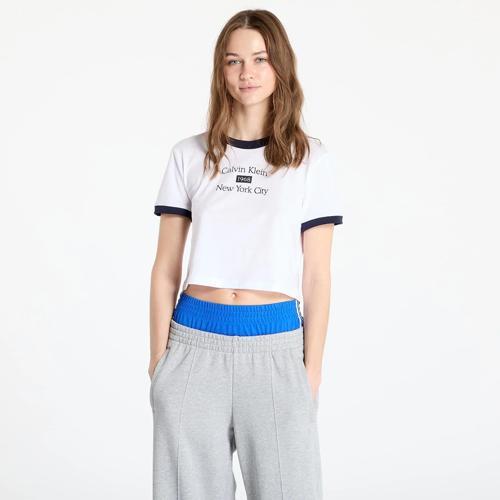 CK Jeans SS DRAPEY JERSEY CROP TEE Kadın  T-shirt LV047B808G-VVD