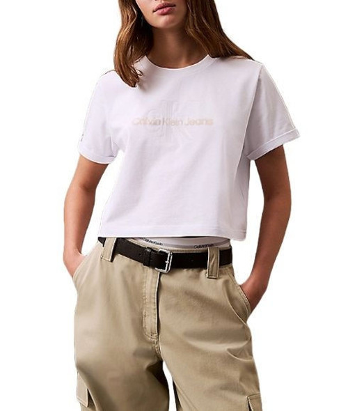 CK Jeans SS LIQUID CK CROPPED TEE Kadın T-shirt LV047AB814-YAA