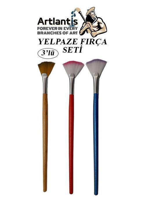 Yelpaze Fırça Seti 3 Lü Resim Fırçası 1 Paket Suluboya Akrilik Boya Guaj Boya Yağlı Boya Yelpaze Fırca Seti