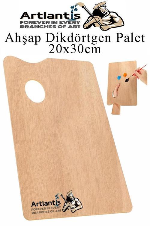 Ahşap Dikdörtgen Palet Naturel 20x30 cm 1 Adet Orta Boy Ahşap Boya Paleti Resim Boyama Tepsisi Akrilik Guaj Karıştırıcı