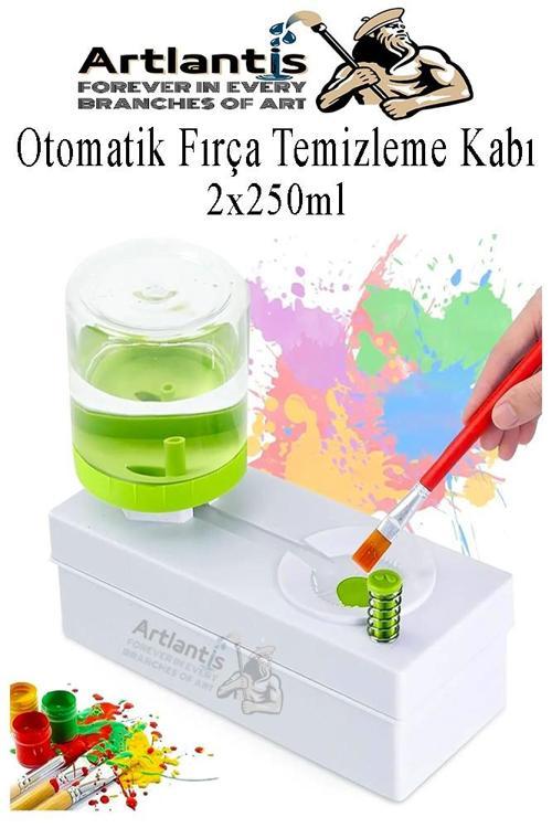 Otomatik Fırça Temizleme Kabı 1 Adet 2x250 ml Plastik Hazneli Boya Fırçası Temizleme ve Yıkama Kutusu
