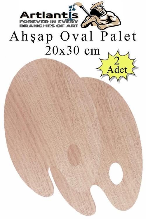 Ahşap Oval Palet Naturel 20x30 cm 2 Adet Orta Boy Ahşap Boya Paleti Resim Boyama Tepsisi Akrilik Guaj Karıştırıcı 20x30