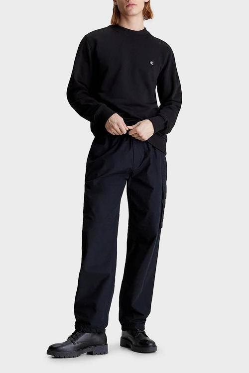 CK Jeans CK EMBRO BADGE CREW NECK Erkek SİYAH Sweatshirt J30J325270-BEH