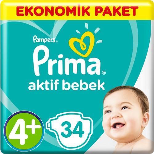 Bebek Bezi Aktif Bebek 4+ Beden 34 Adet Maxi Plus Ekonomik Paket
