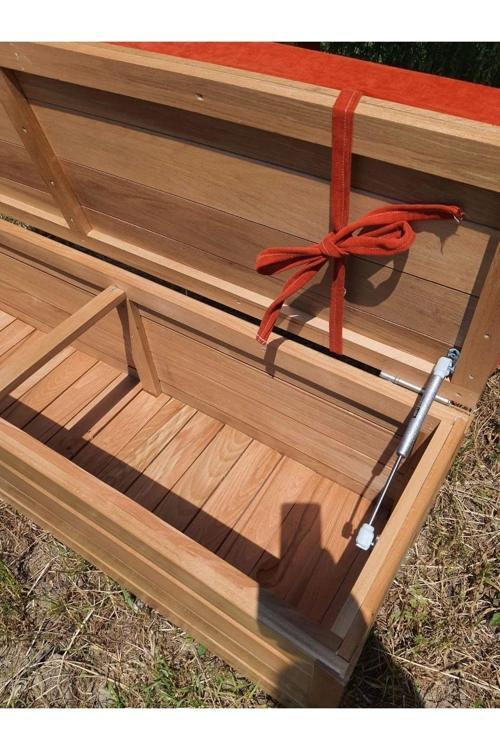 Sağlam Lüks Ahşap Bahçe Sandık Sedir (100X45X45) Kalın Ahşap Bahçe Depolama